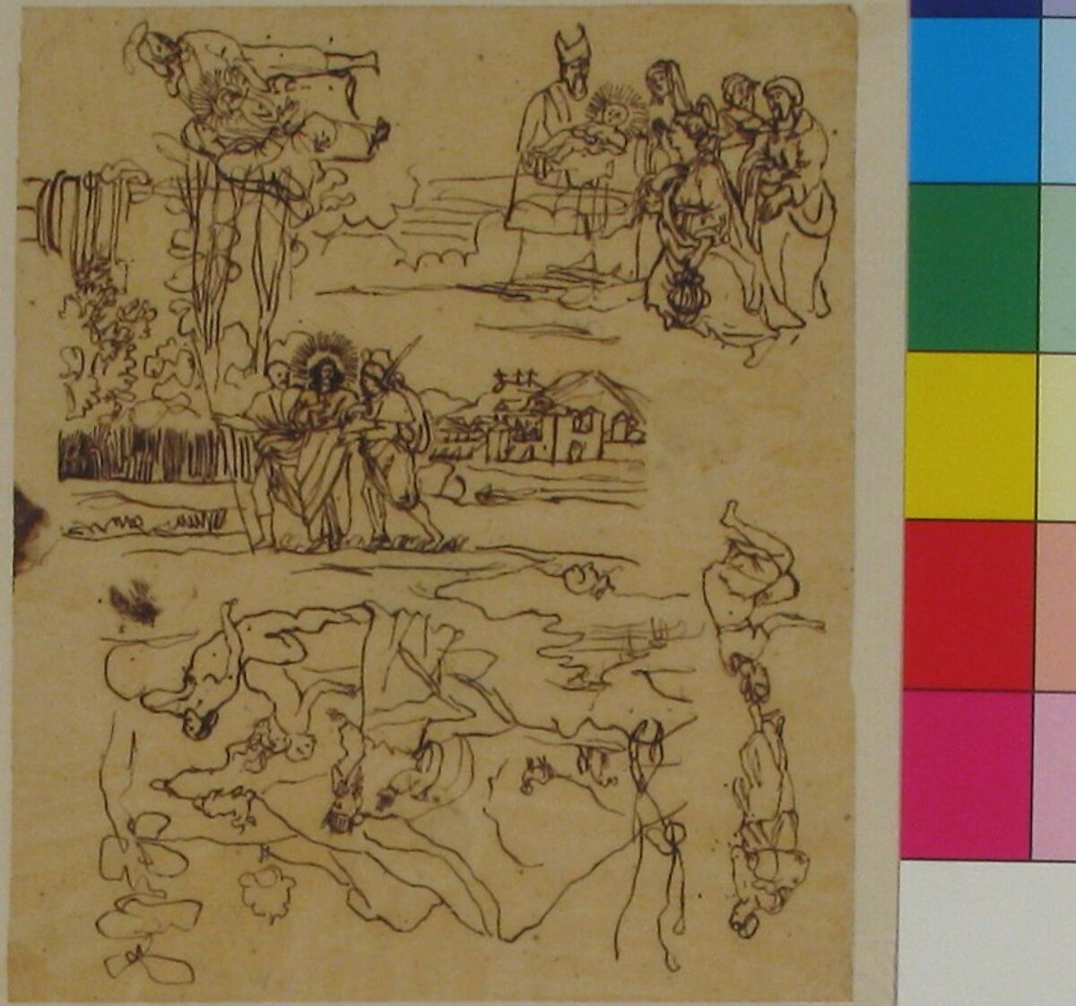 Sketches for Biblical Scenes, Rodolphe Bresdin (French, Montrelais 1822–1885 Sèvres), Pen and brown ink