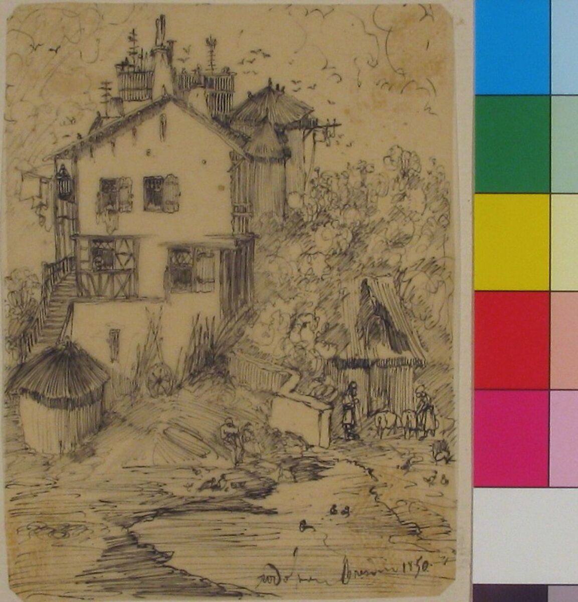 A Rustic Country House, Rodolphe Bresdin (French, Montrelais 1822–1885 Sèvres), Pen and black ink