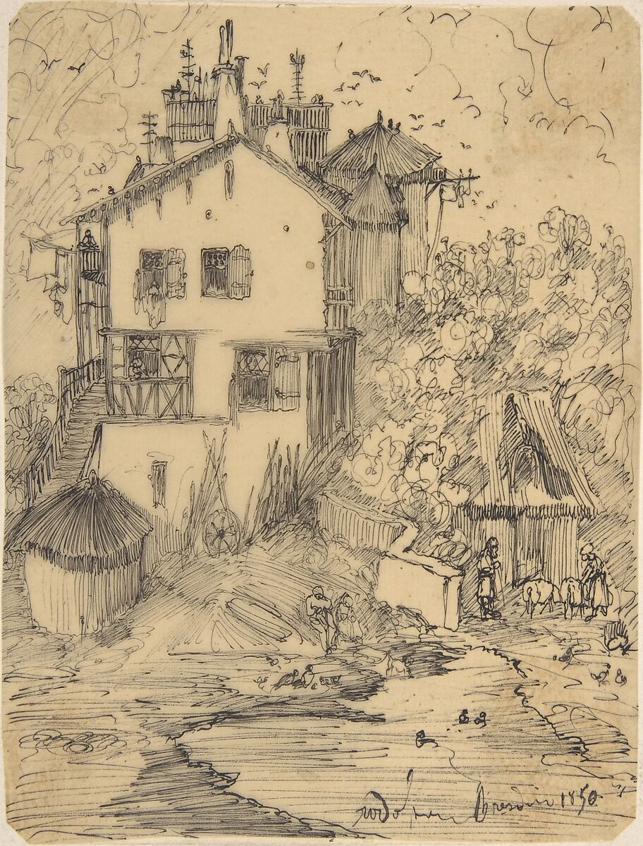 A Rustic Country House, Rodolphe Bresdin (French, Montrelais 1822–1885 Sèvres), Pen and black ink 