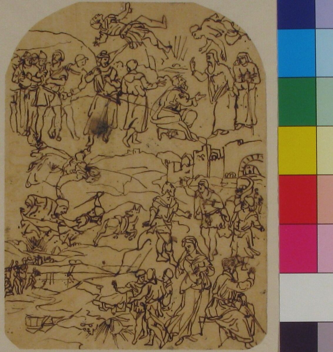 Sketches of Classical or Biblical Figures, Rodolphe Bresdin (French, Montrelais 1822–1885 Sèvres), Pen and brown ink