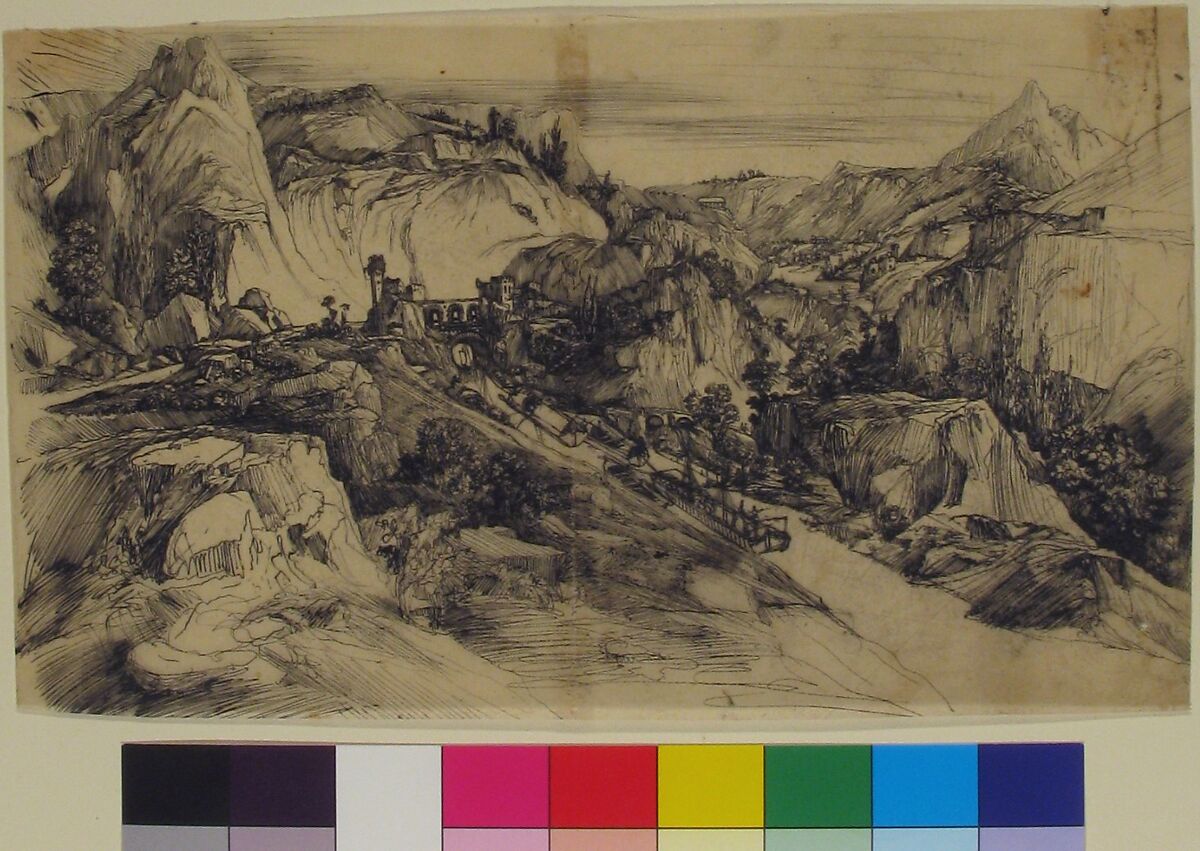 Mountainous Scene, Rodolphe Bresdin (French, Montrelais 1822–1885 Sèvres), Pen and black ink