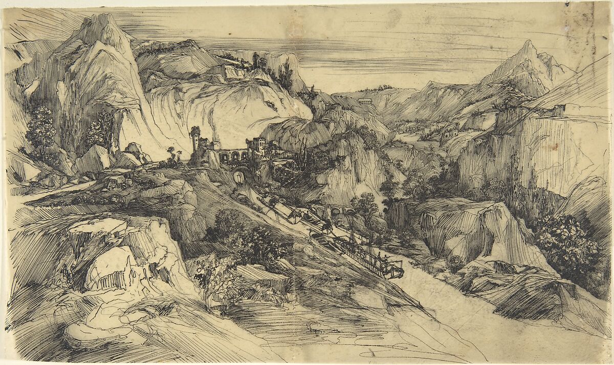 Mountainous Scene, Rodolphe Bresdin (French, Montrelais 1822–1885 Sèvres), Pen and black ink 