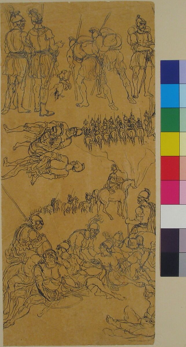 Sketches of Roman Soldiers, Rodolphe Bresdin (French, Montrelais 1822–1885 Sèvres), Pen and black ink