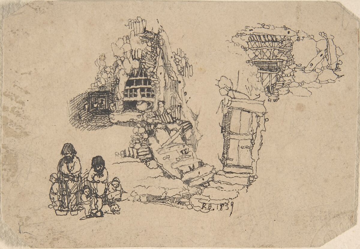 House in the Rocks, Rodolphe Bresdin (French, Montrelais 1822–1885 Sèvres), Pen and black ink 