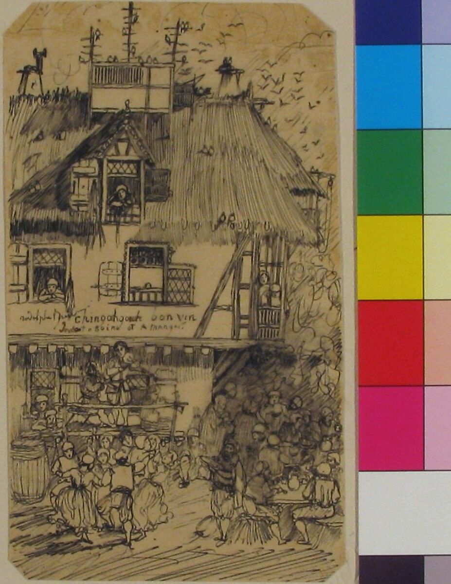 The Chien-Caillou Inn, Rodolphe Bresdin (French, Montrelais 1822–1885 Sèvres), Pen and black ink