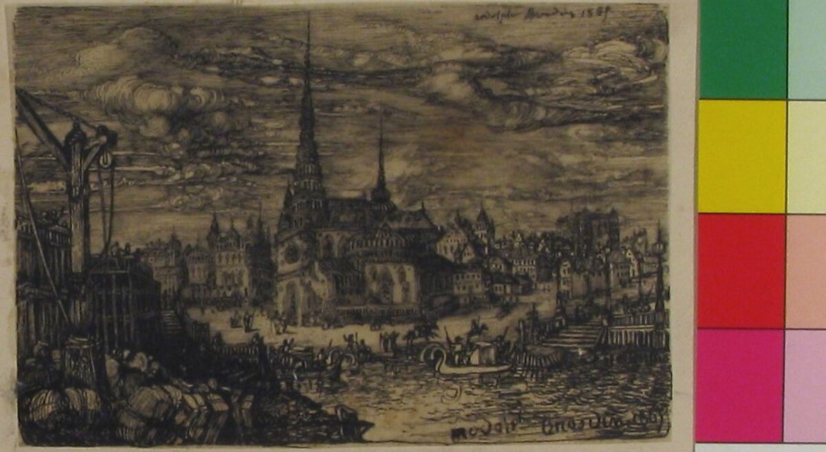 The Church and the Port, Rodolphe Bresdin (French, Montrelais 1822–1885 Sèvres), Pen and black ink