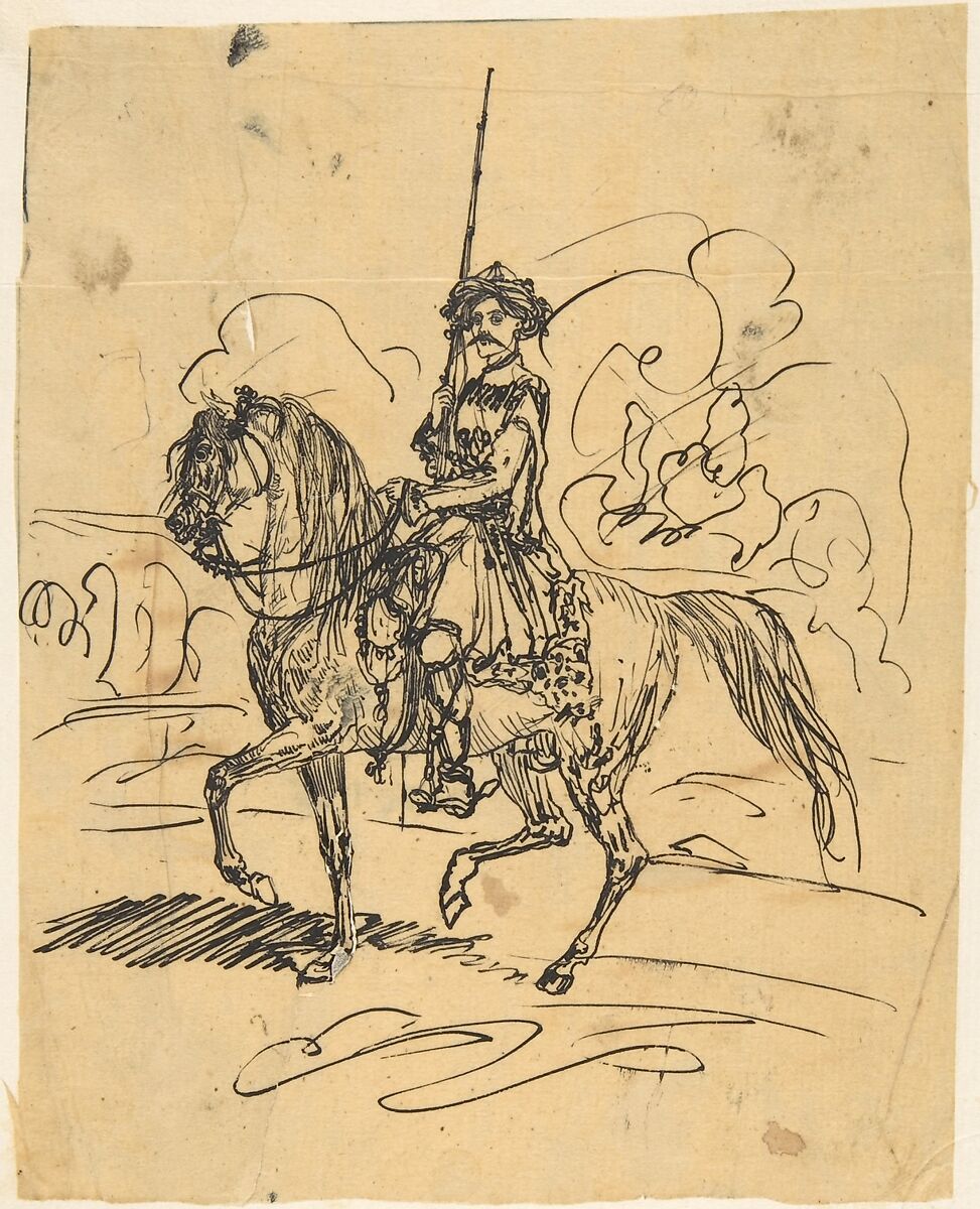 Oriental Rider, Rodolphe Bresdin (French, Montrelais 1822–1885 Sèvres), Pen and black ink 