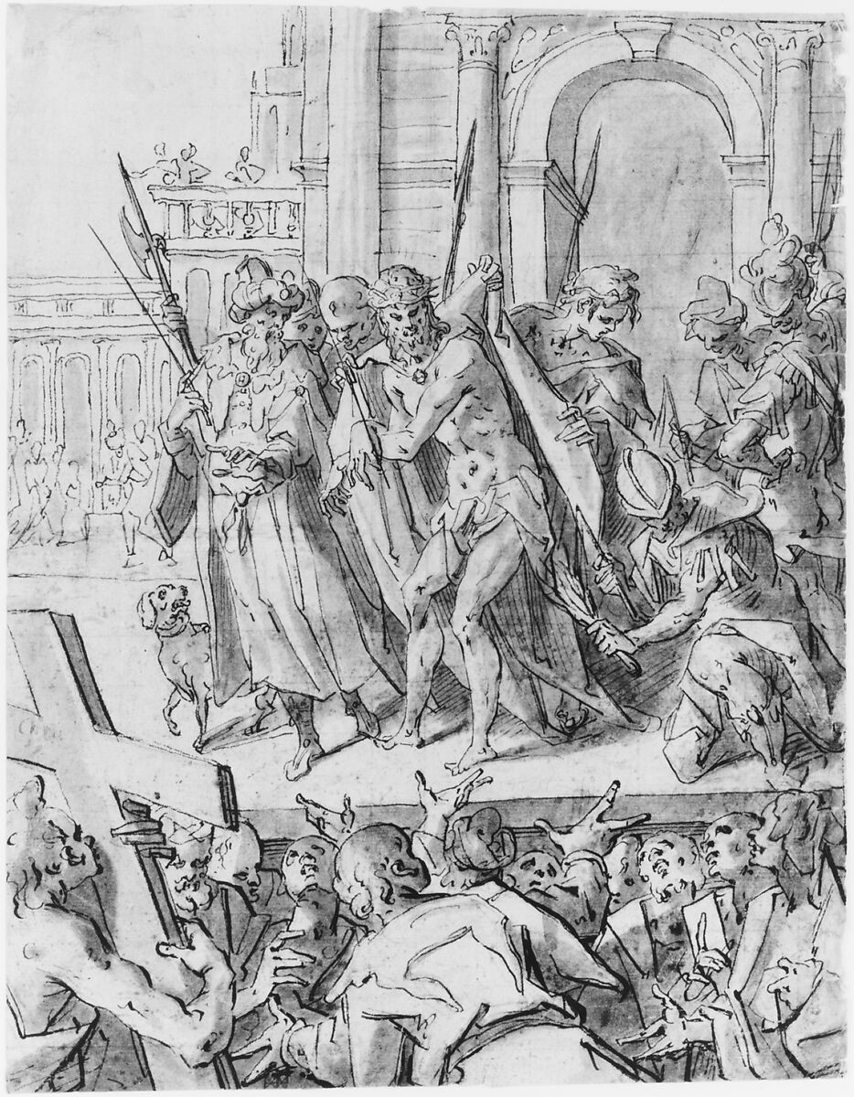 Ecce Homo, Hans von Aachen (German, Cologne 1552–1616 Prague), Pen and brown ink, brush and gray wash, over black chalk