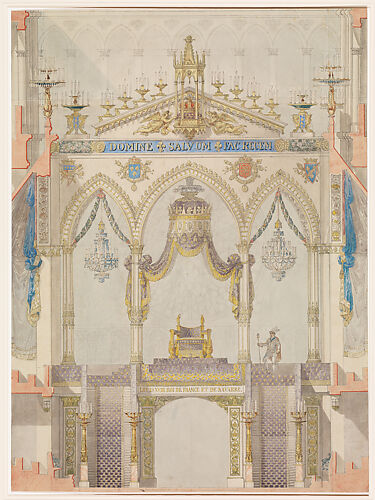 Interior Elevation of Reims Cathedral with the Rood Screen and Throne for the Coronation of King Louis XVIII