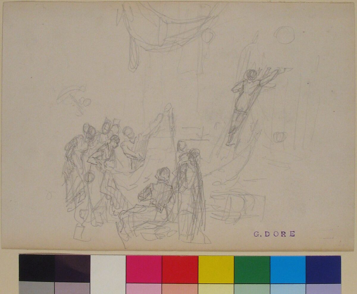 Sketch of a Draper's or Upholsterer's Shop, Gustave Doré (French, Strasbourg 1832–1883 Paris), Graphite