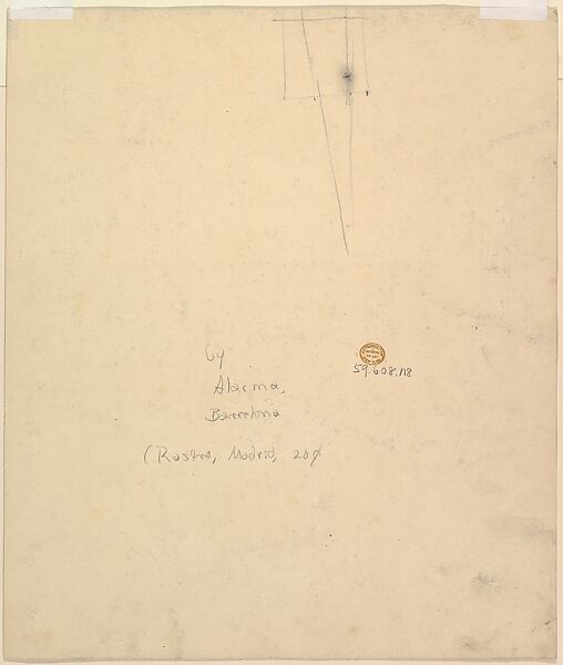 Stage Set Design: View of a Baldacchino seen through Rounded Arch with Pendentive and Column, Salvador Alarma Tastás (Spanish, Barcelona 1870–1941), Black chalk over graphite on tan paper
