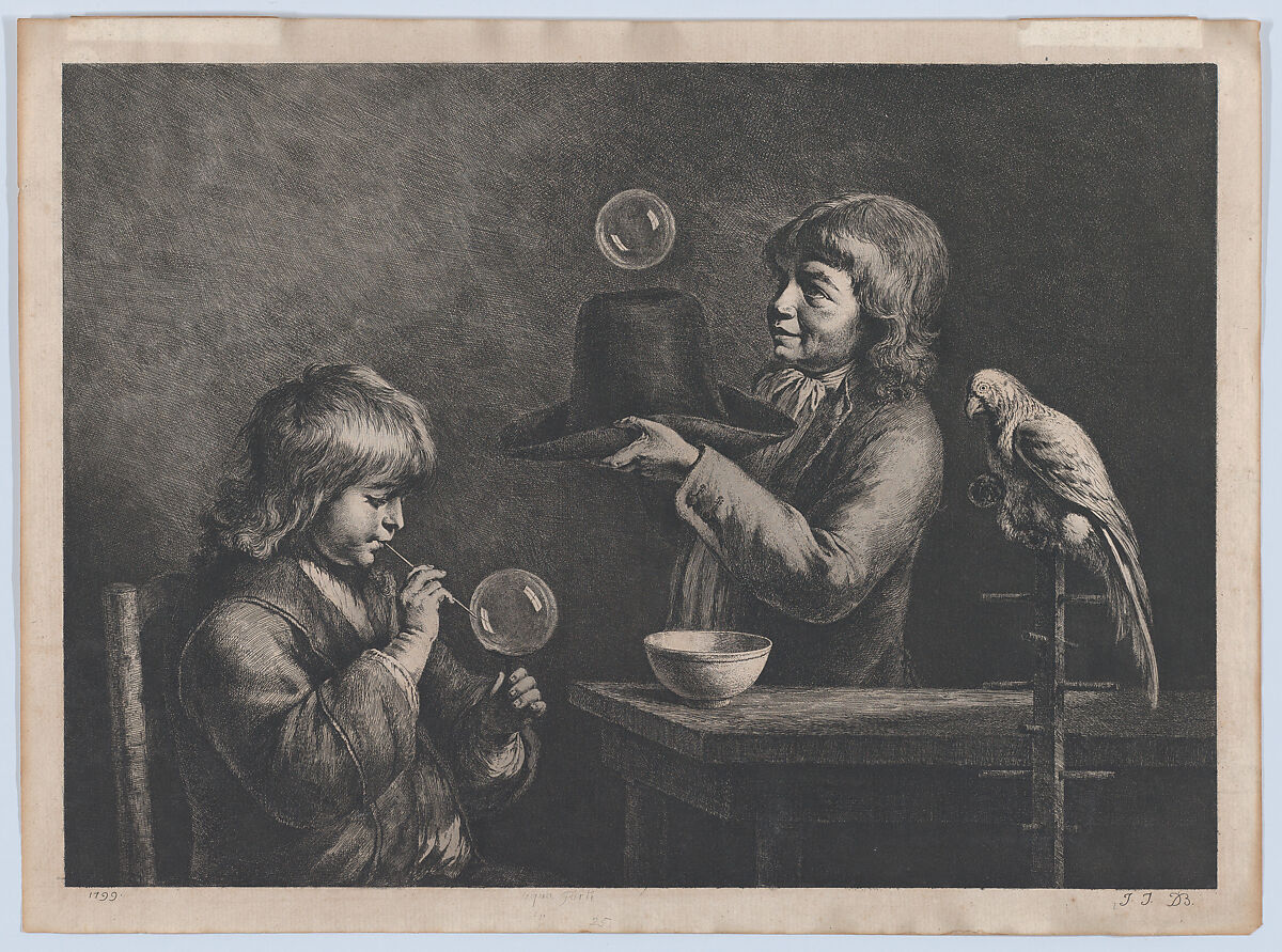Soap Bubbles, Jean Jacques de Boissieu (French, Lyons 1736–1810 Lyons), Etching, drypoint, burin, and roulette; fourth state of four 