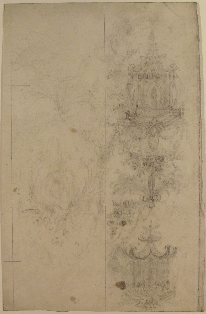 Two Designs for Chinese Lanterns, possibly meant for the Decoration of a Wall Panel, Anonymous, French, 18th century, Graphite