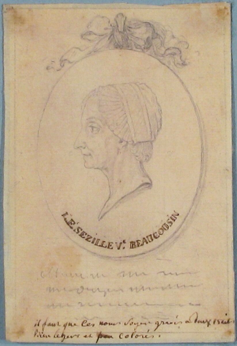 Portrait of L. F. Sezille, Widow of Beaucousin, Anonymous, French, 18th century, Graphite, pen and brown ink