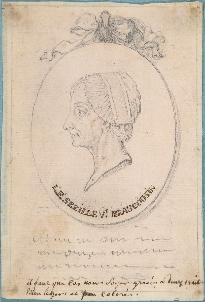 Portrait of L. F. Sezille, Widow of Beaucousin, Anonymous, French, 18th century, Graphite, pen and brown ink 