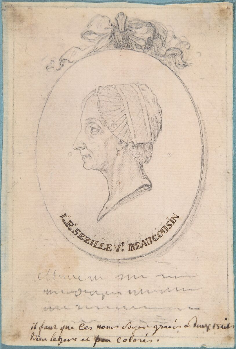 Portrait of L. F. Sezille, Widow of Beaucousin, Anonymous, French, 18th century, Graphite, pen and brown ink
