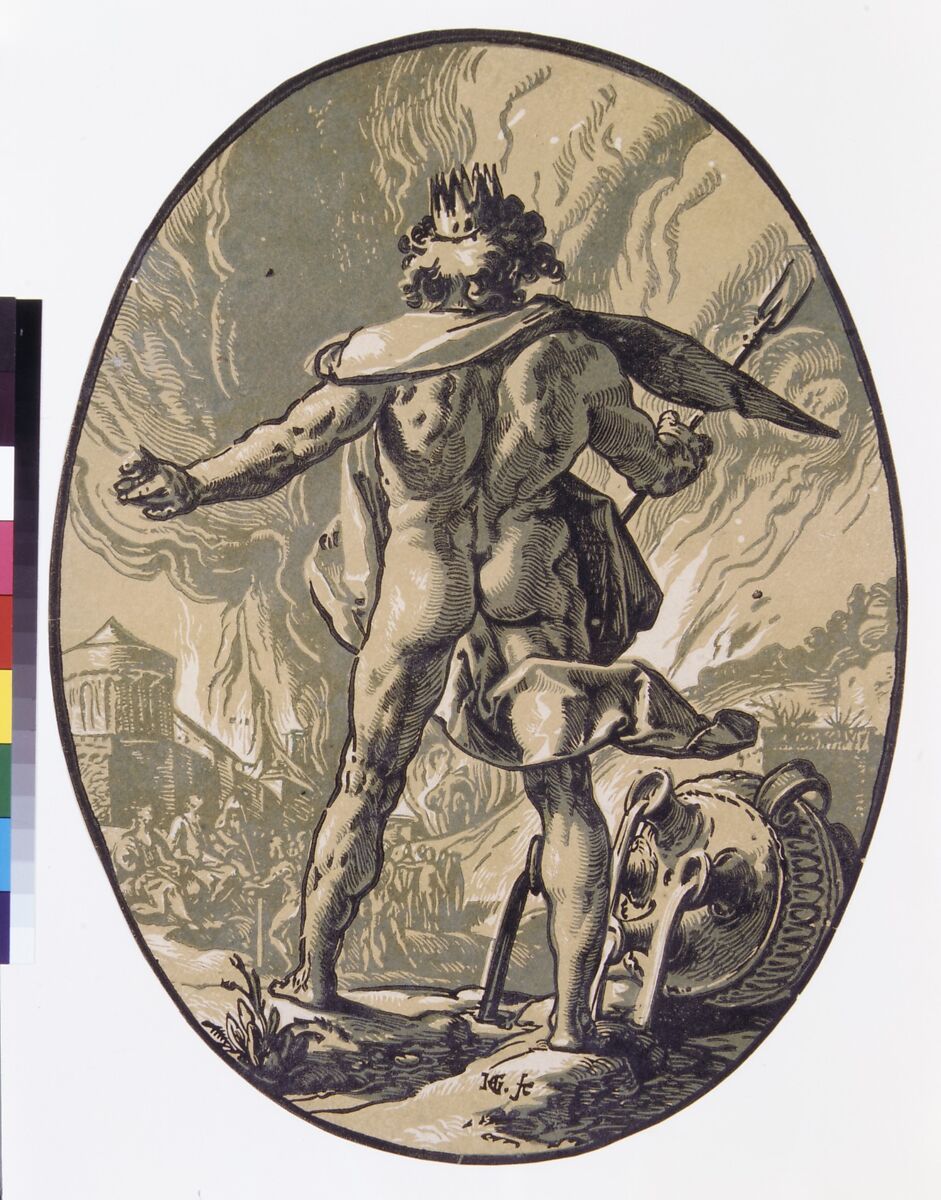 Pluto, Hendrick Goltzius (Netherlandish, Mühlbracht 1558–1617 Haarlem), Chiaroscuro woodcut