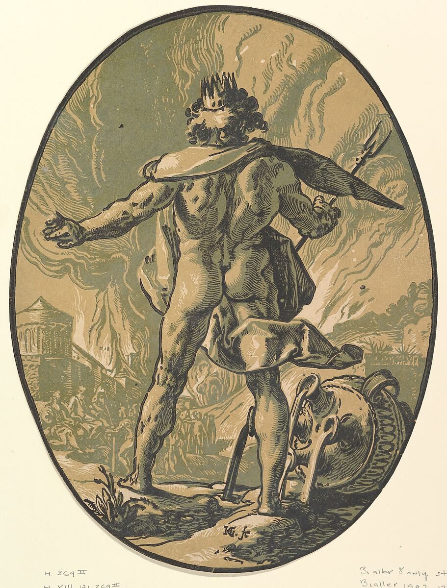 Pluto, Hendrick Goltzius (Netherlandish, Mühlbracht 1558–1617 Haarlem), Chiaroscuro woodcut 