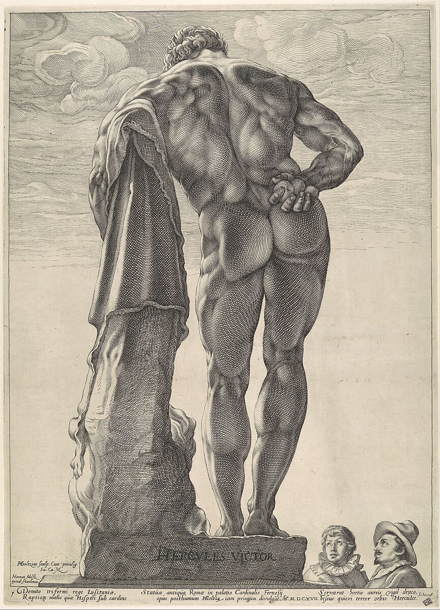 Farnese Hercules, Hendrick Goltzius (Netherlandish, Mühlbracht 1558–1617 Haarlem), Engraving 