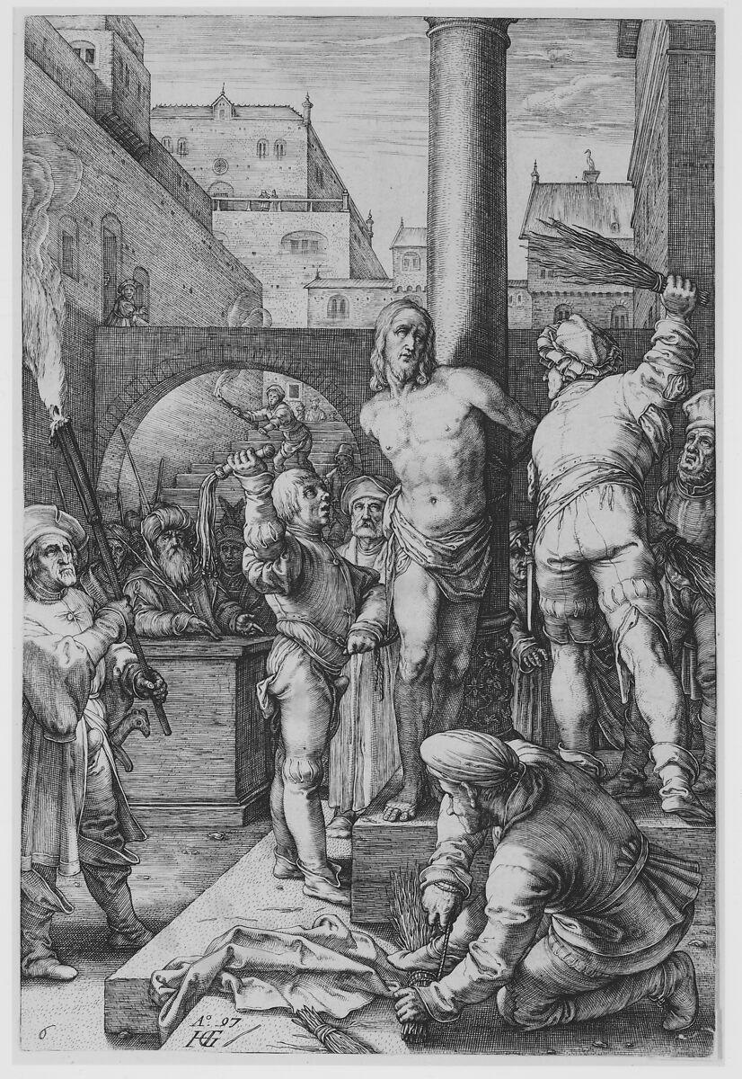 The Flagellation, from "The Passion of Christ", Hendrick Goltzius (Netherlandish, Mühlbracht 1558–1617 Haarlem), Engraving