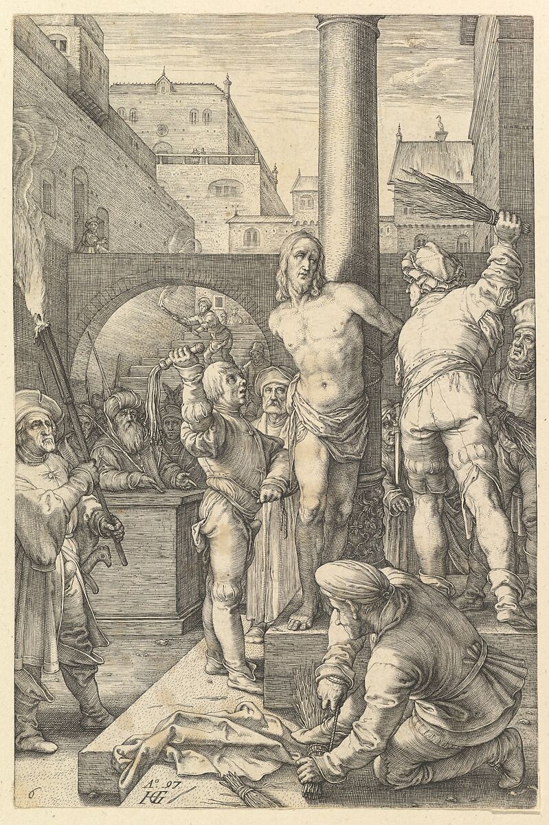 The Flagellation, from "The Passion of Christ", Hendrick Goltzius (Netherlandish, Mühlbracht 1558–1617 Haarlem), Engraving 