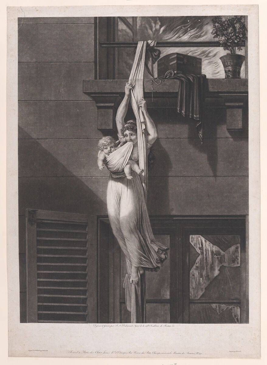 The Fire, Louis Philibert Debucourt (French, Paris 1755–1832 Paris), Mezzotint 