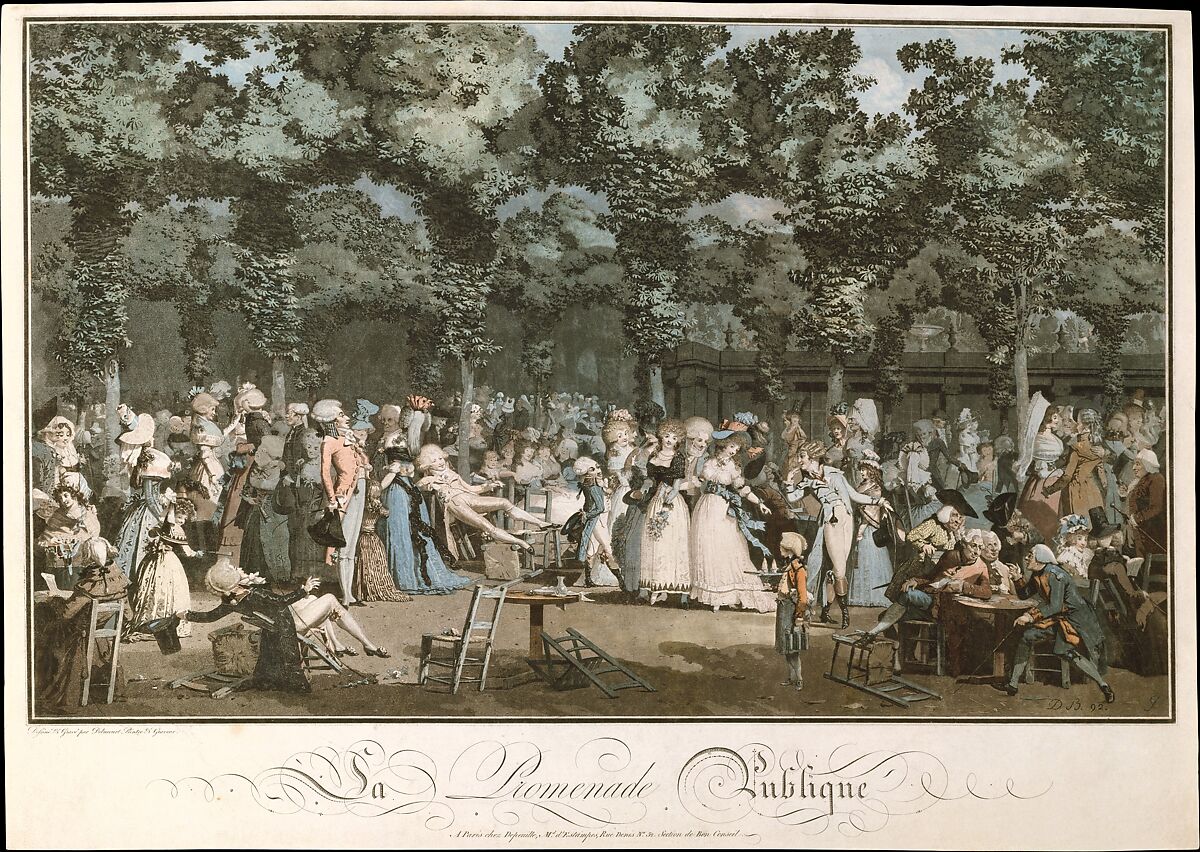 The Public Promenade, Louis Philibert Debucourt (French, Paris 1755–1832 Paris), Etching, engraving, and aquatint printed in color 