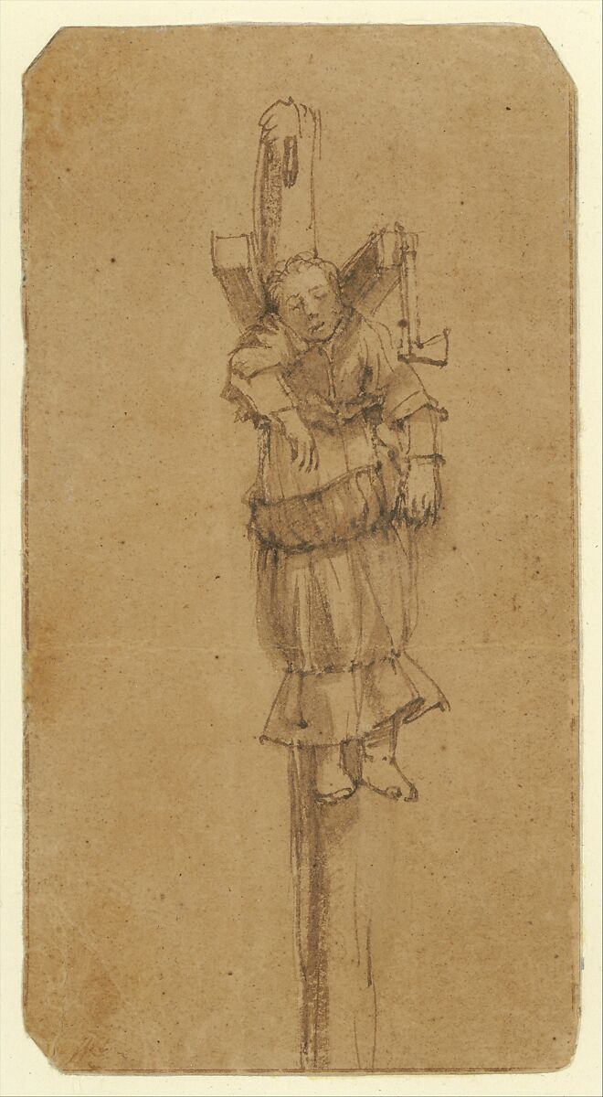 Elsje Christiaens Hanging on a Gibbet, Rembrandt (Rembrandt van Rijn) (Dutch, Leiden 1606–1669 Amsterdam), Pen and brown ink, brush and brown wash