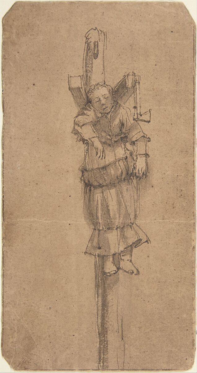 Elsje Christiaens Hanging on a Gibbet, Rembrandt (Rembrandt van Rijn) (Dutch, Leiden 1606–1669 Amsterdam), Pen and brown ink, brush and brown wash 