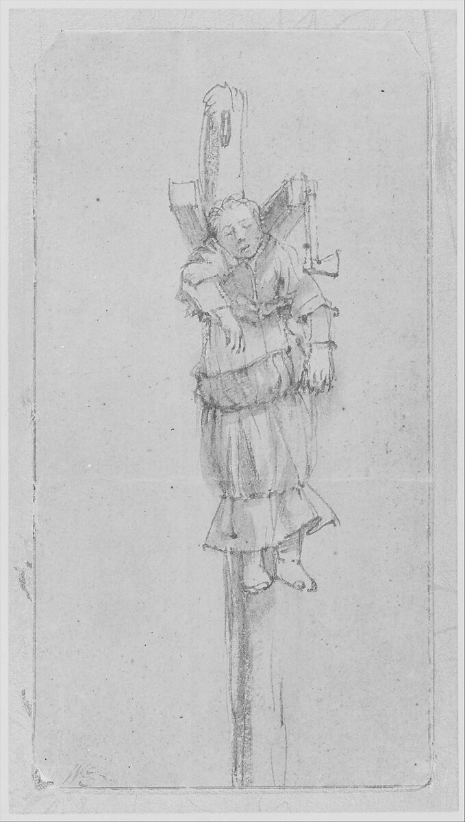 Elsje Christiaens Hanging on a Gibbet, Rembrandt (Rembrandt van Rijn) (Dutch, Leiden 1606–1669 Amsterdam), Pen and brown ink, brush and brown wash