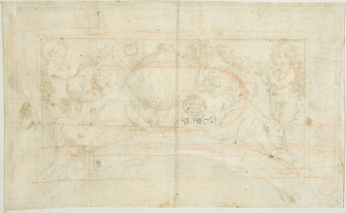 Design for Over Door, Guillaume Boichot (French, Chalon-sur-Soâne 1735–1814 Paris), Pen and brown ink, brush and gray wash, over graphite