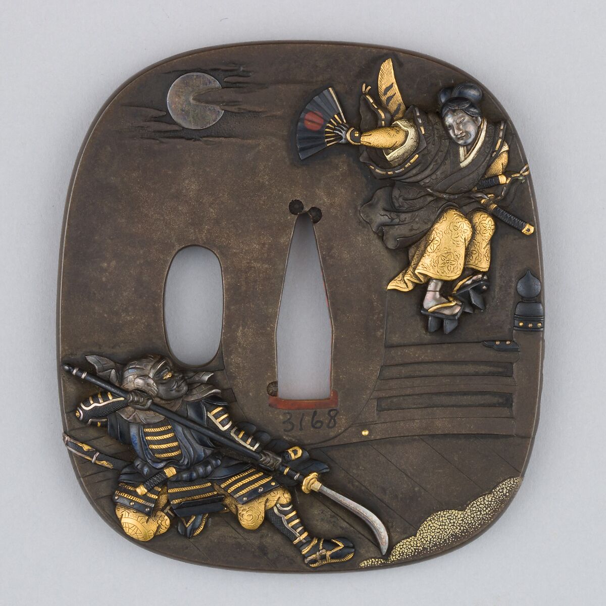 Sword Guard (Tsuba), Copper-silver alloy (shibuichi), gold, silver, copper, copper-gold alloy (shakudō), Japanese 