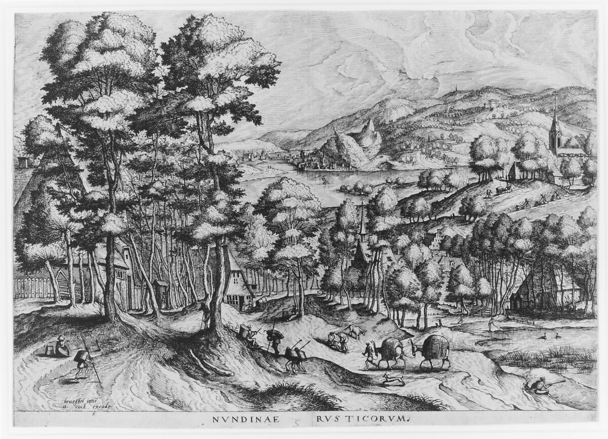 Rustic Market (Nundinae Rusticorum), from "The Large Landscapes", After Pieter Bruegel the Elder (Netherlandish, Breda (?) ca. 1525–1569 Brussels), Etching with engraving; second state of three