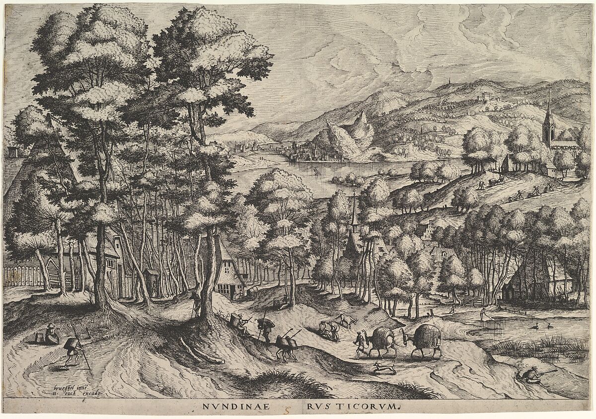 Rustic Market (Nundinae Rusticorum) from The Large Landscapes, After Pieter Bruegel the Elder (Netherlandish, Breda (?) ca. 1525–1569 Brussels), Etching with engraving; second state of three 