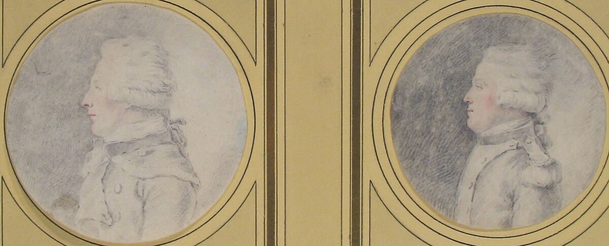 Drawings for Portrait Engraving of a Man, Anonymous, French, 18th century, Graphite and red pencil on vellum
