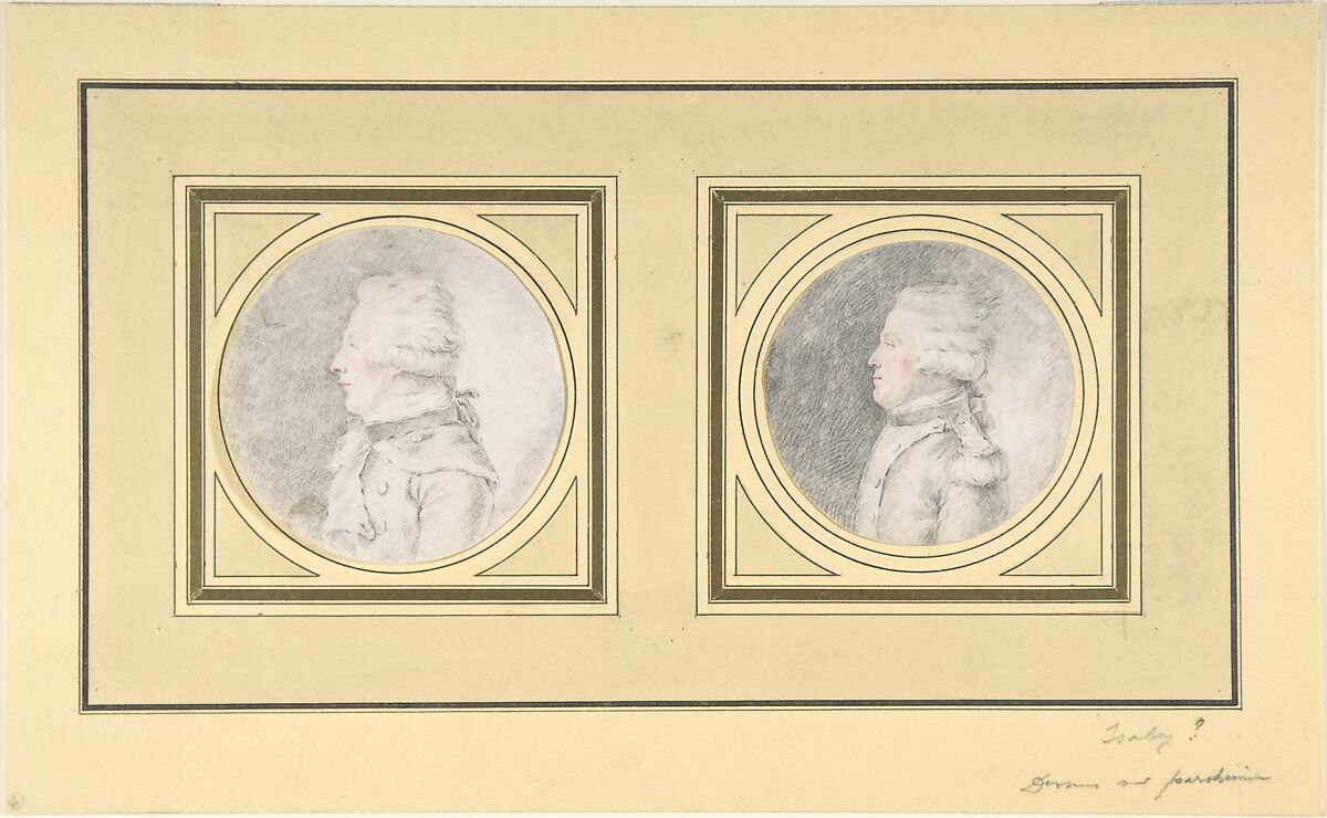 Drawings for Portrait Engraving of a Man, Anonymous, French, 18th century, Graphite and red pencil on vellum 