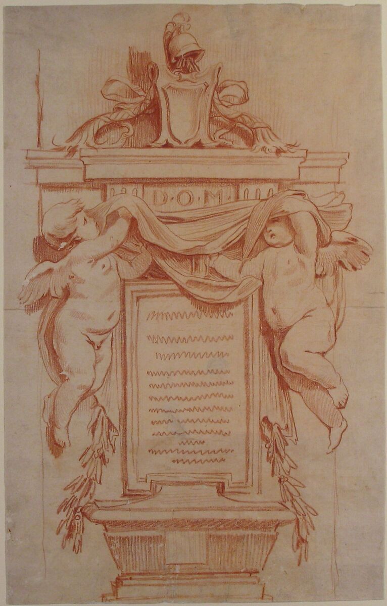 Design after François Duquesnoy, tomb of Ferdinand van den Eynden, Anonymous, French, 18th century, Red chalk