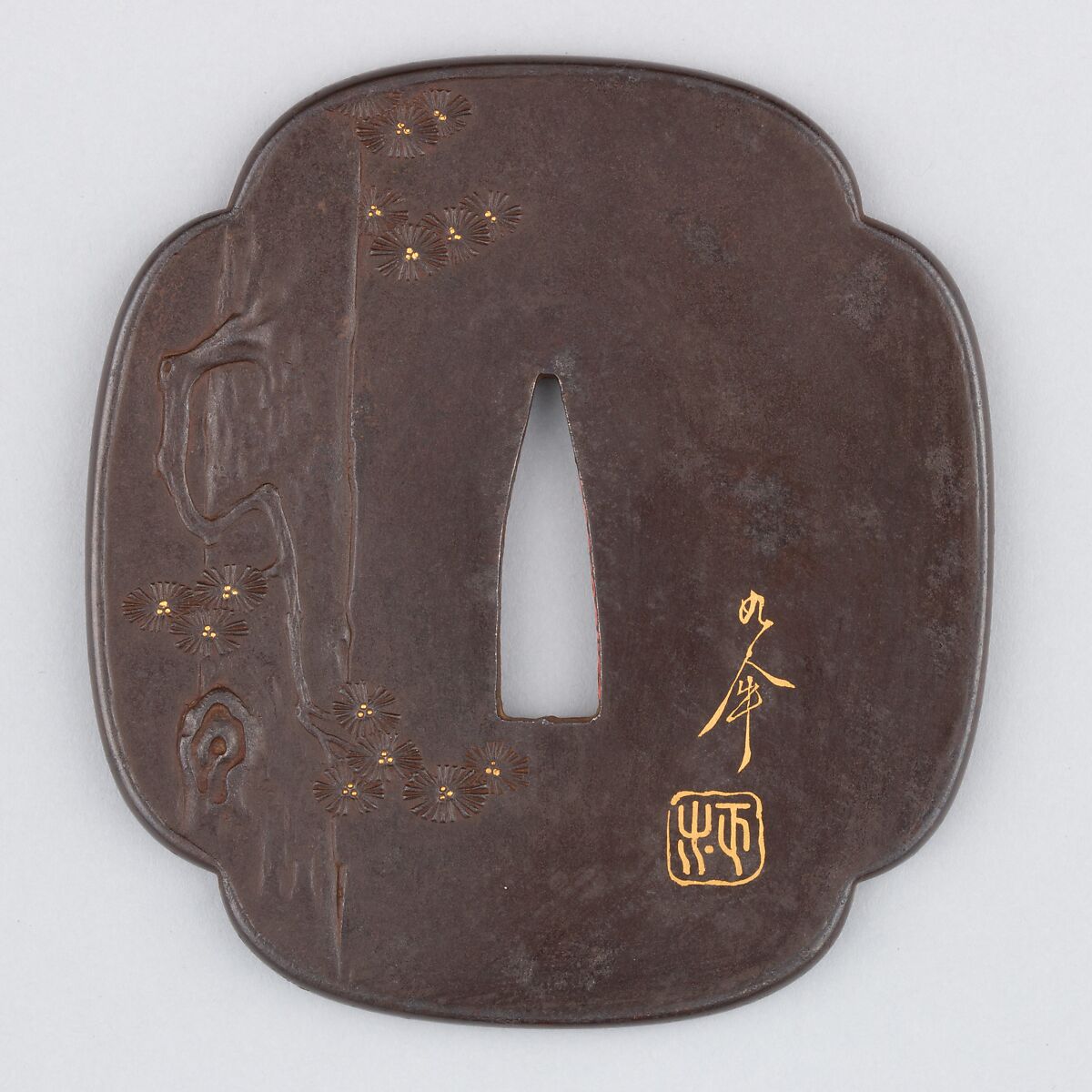 Sword Guard (Tsuba), Iron, gold, copper, Japanese 