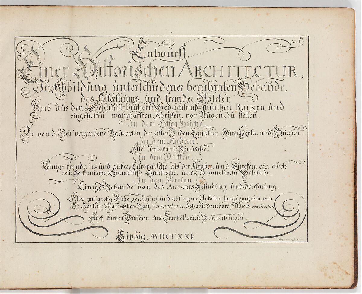 Entwurff Einer Historischen Architectur (5 parts), Johann Bernhard Fischer von Erlach (Austrian, Graz 1656–1723 Vienna), Illustrations: engraving