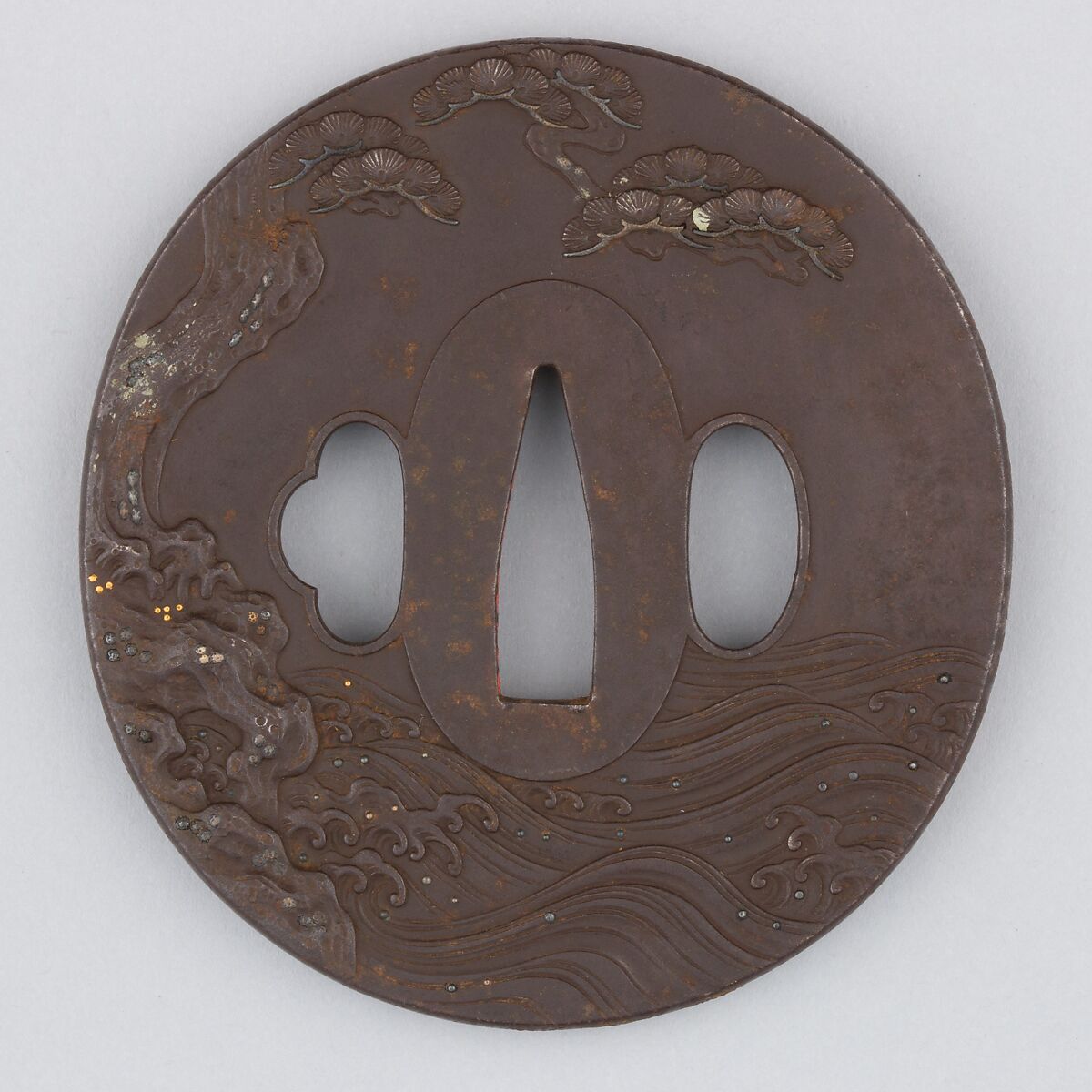 Sword Guard (Tsuba), Iron, silver, gold, copper, Japanese