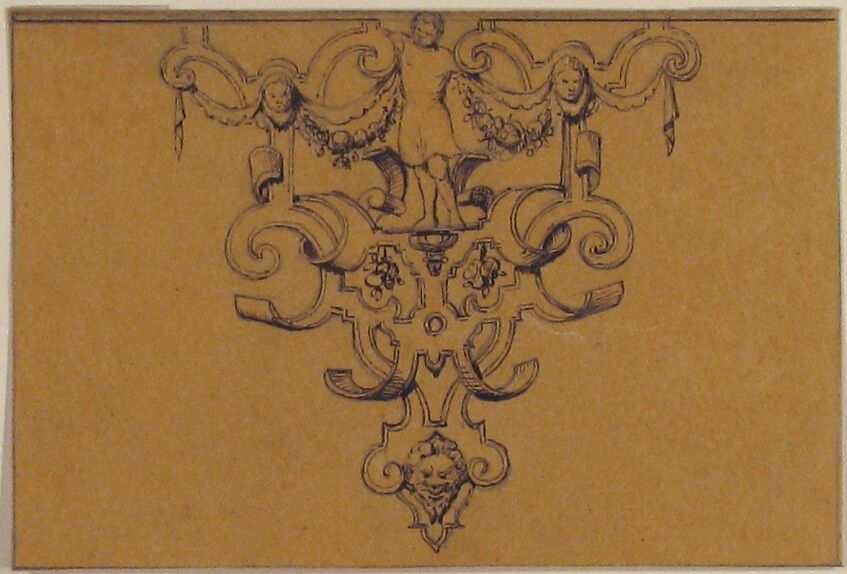 Design for Strapwork Ornament, Anonymous, French, 19th century, Graphite, pen and black ink