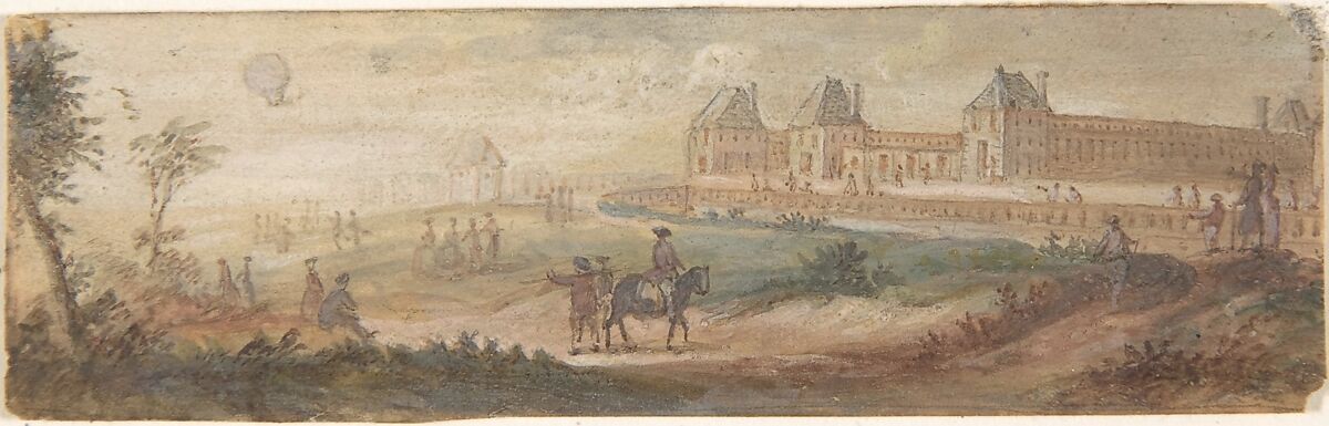 Designs for Top and Four Sides of a Snuffbox with Scenes depicting the Ascent of a Hot Air Balloon, Anonymous, French, 18th century, Gouache