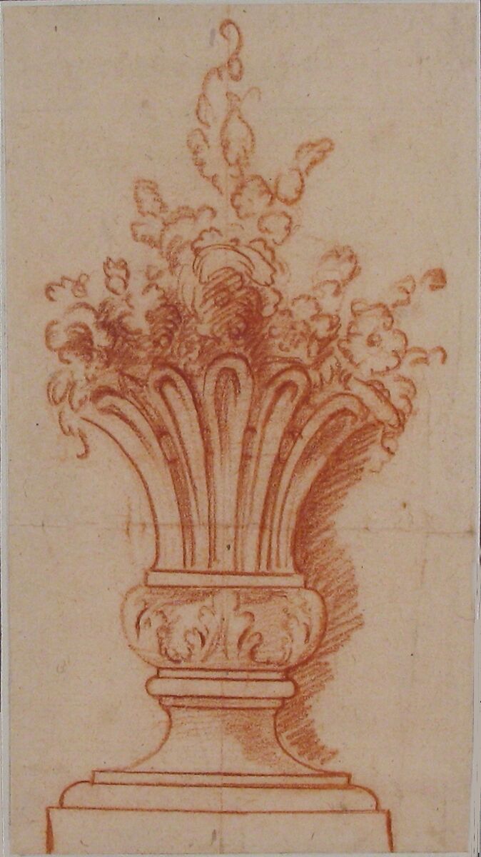 Design for Vase, Anonymous, French, 18th century, Red chalk 