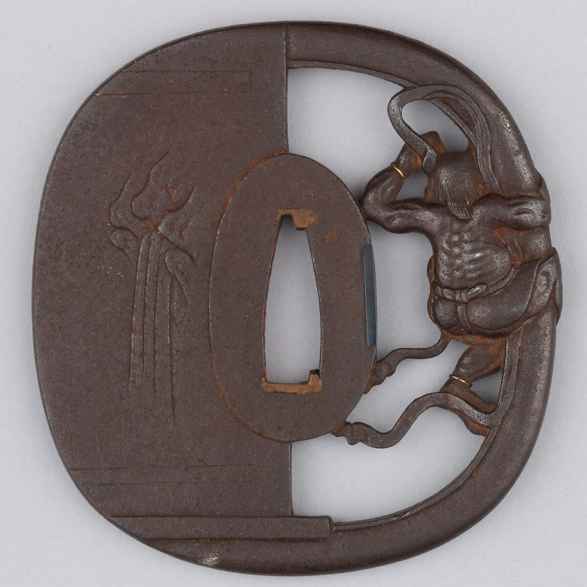 Sword Guard (Tsuba), Iron, gold, copper, Japanese