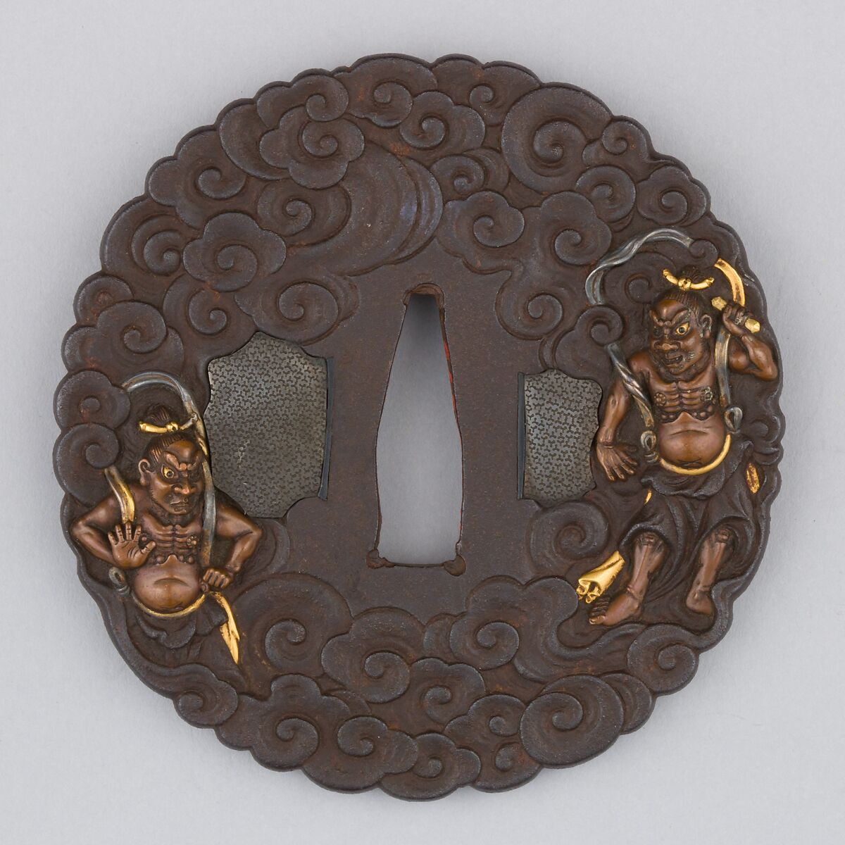 Sword Guard (Tsuba), Iron, copper, gold, Japanese 