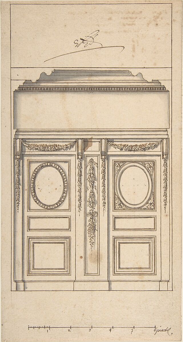 Architectural Drawing, Anonymous, French, 18th century, Pen and brown ink, brush and gray wash 