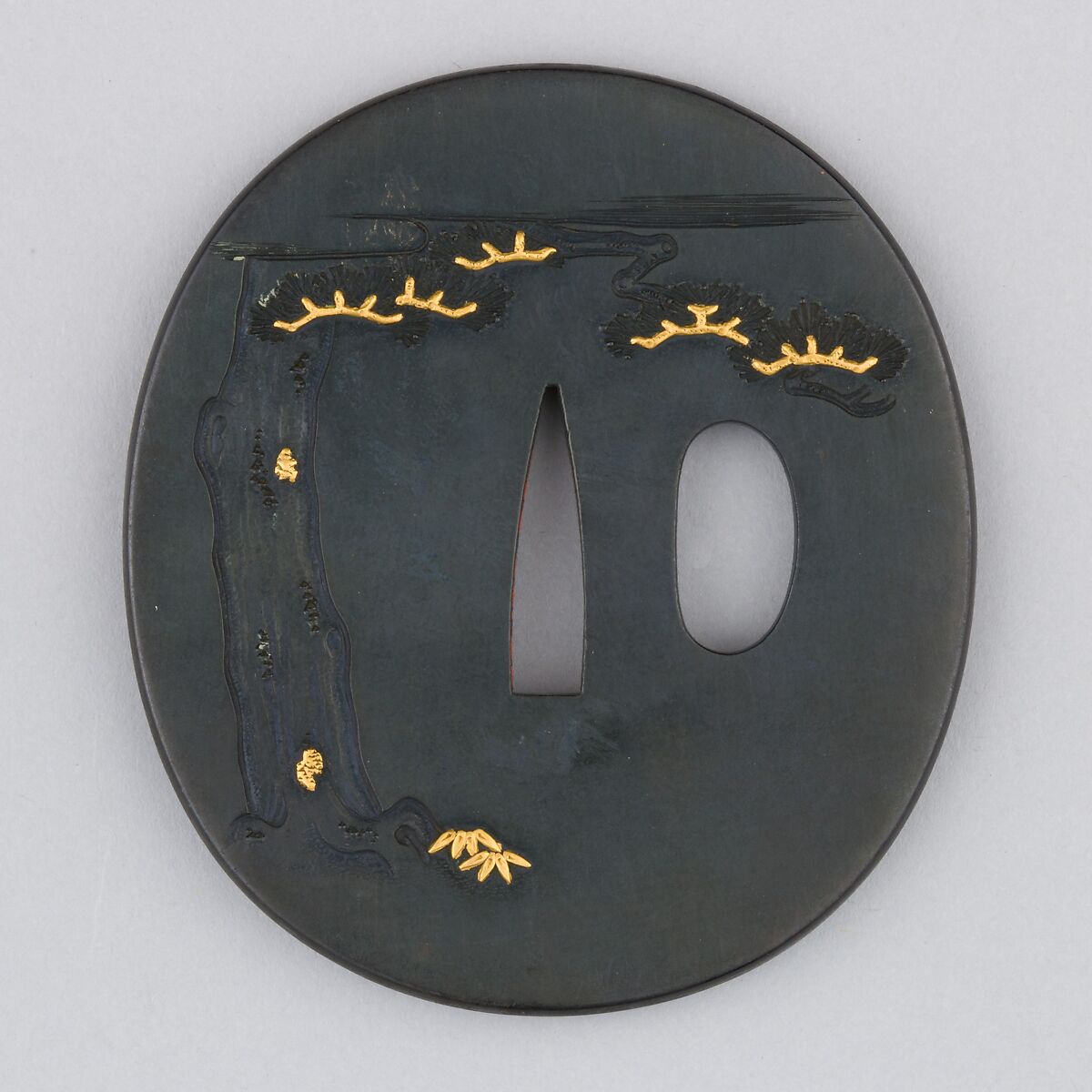 Sword Guard (Tsuba), Copper-gold alloy (shakudō), copper, gold, silver, copper-silver alloy (shibuichi), Japanese