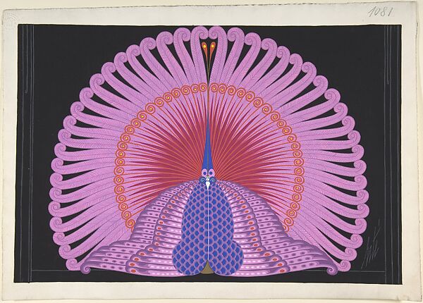Curtain design for "The Birds," George White's Scandals, New York, Erté (Romain de Tirtoff) (French (born Russia), St. Petersburg 1892–1990 Paris), Gouache and metallic paint 