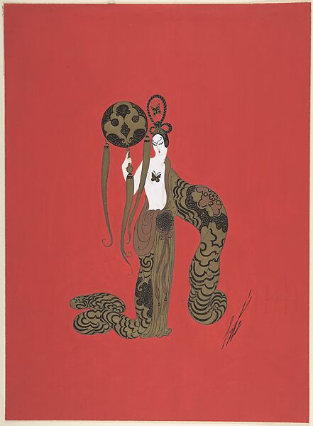 Costume design for "L'Eté", Erté (Romain de Tirtoff) (French (born Russia), St. Petersburg 1892–1990 Paris), Gouache and metallic paint. 