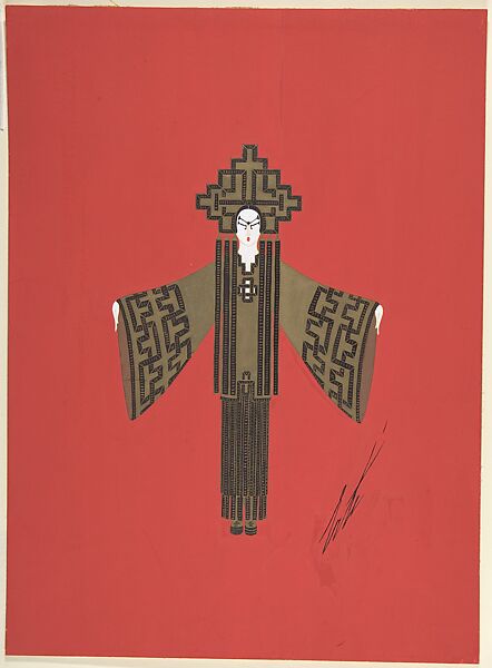 Costume design for "Les Bambous", Erté (Romain de Tirtoff) (French (born Russia), St. Petersburg 1892–1990 Paris), Gouache and metallic paint 